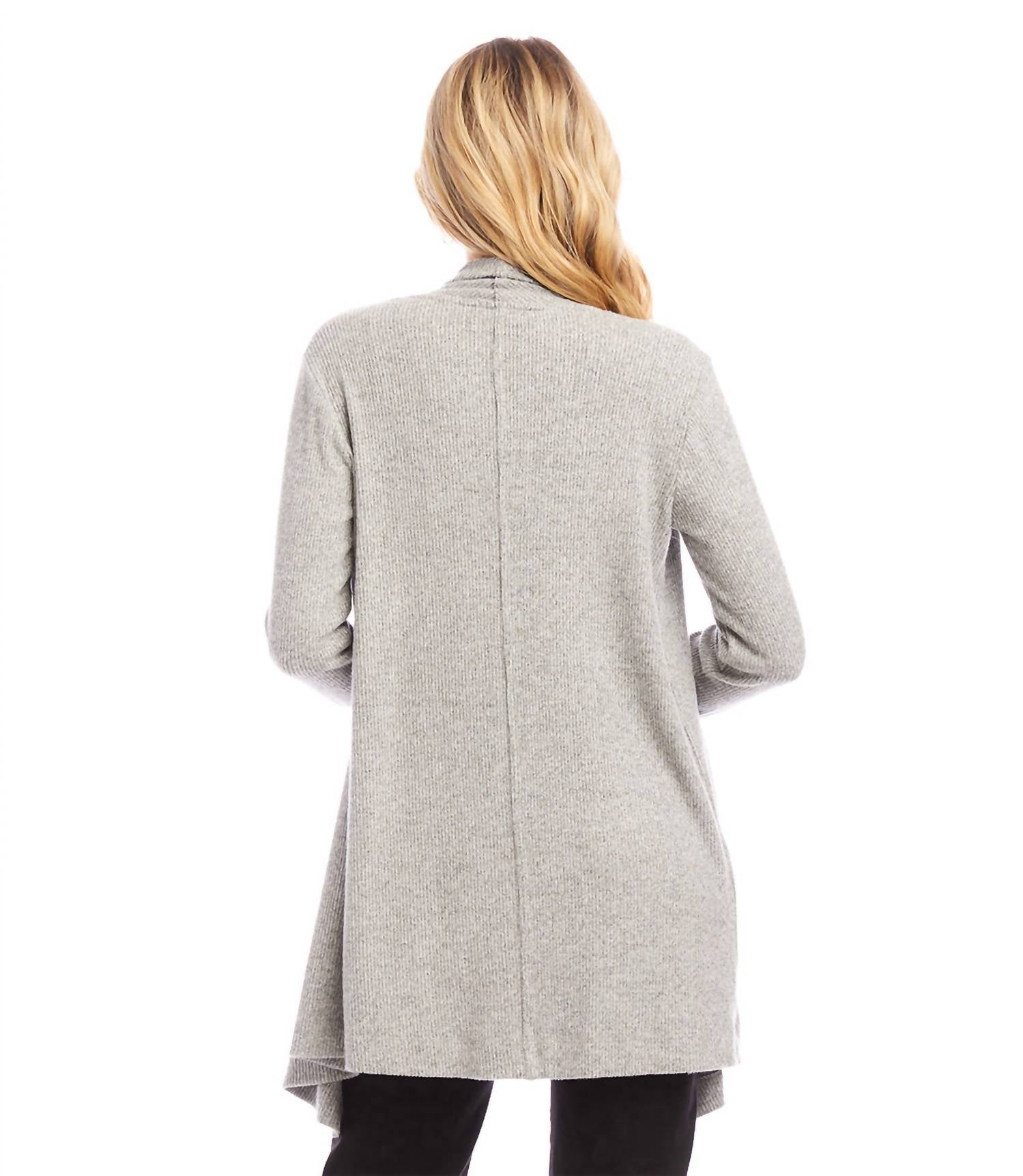 Karen Kane - Ribbed Drape Front Cardigan - cardigans - clothing - directbrandpartner