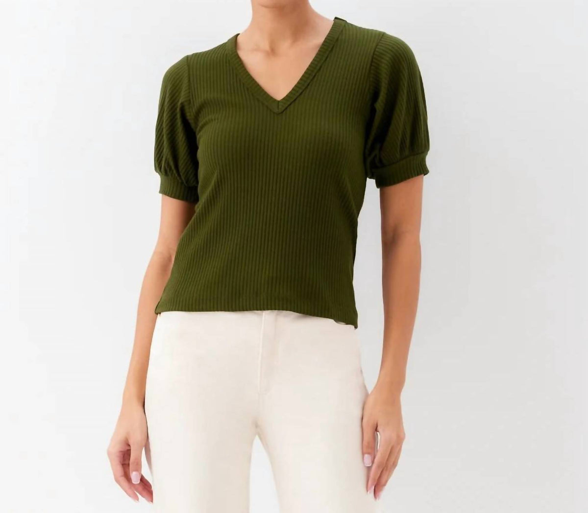 Karen Kane - Ribbed Short Sleeve Top