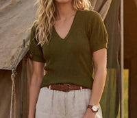 Karen Kane - Ribbed Short Sleeve Top
