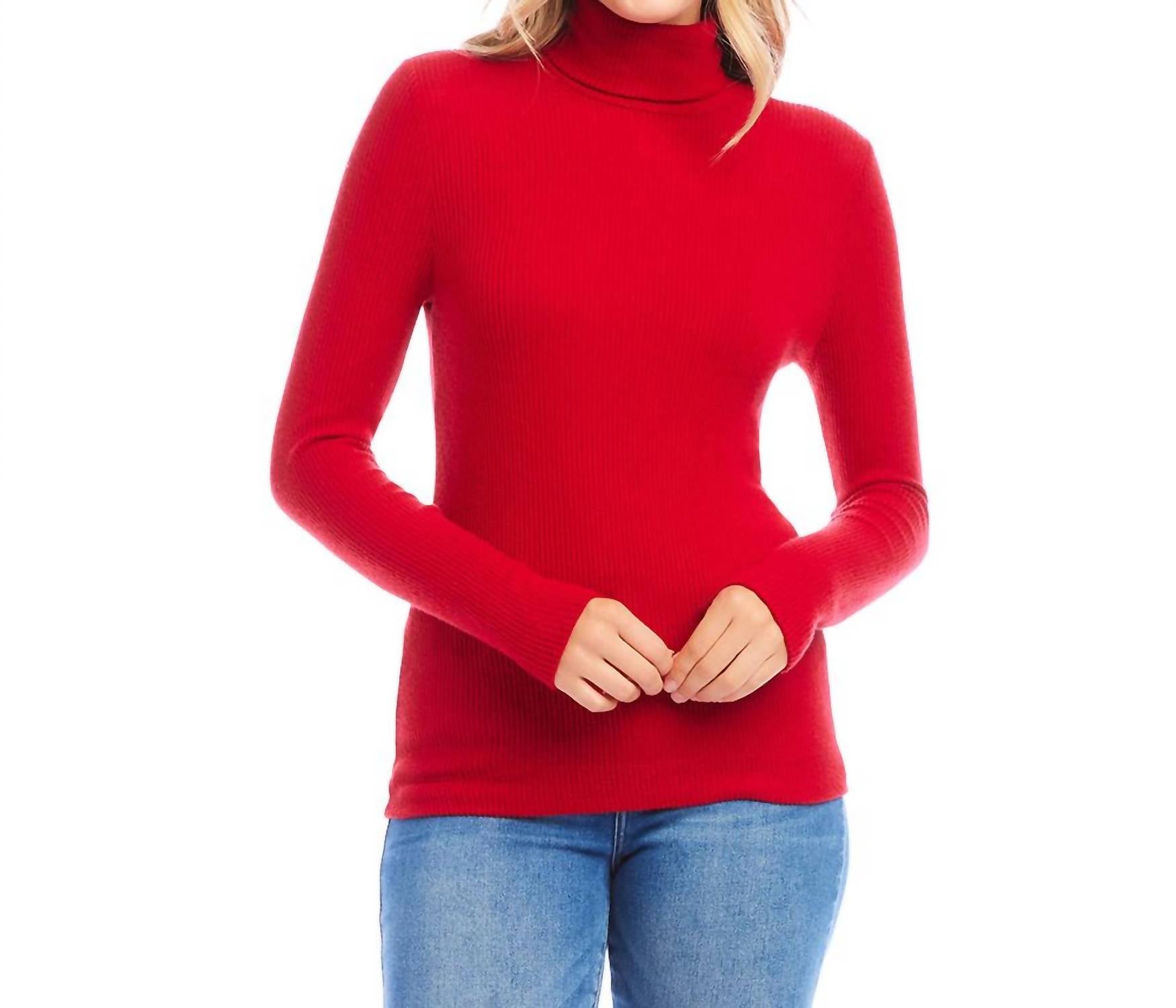 Karen Kane - Ribbed Turtleneck Top - clothing - cowl - directbrandpartner