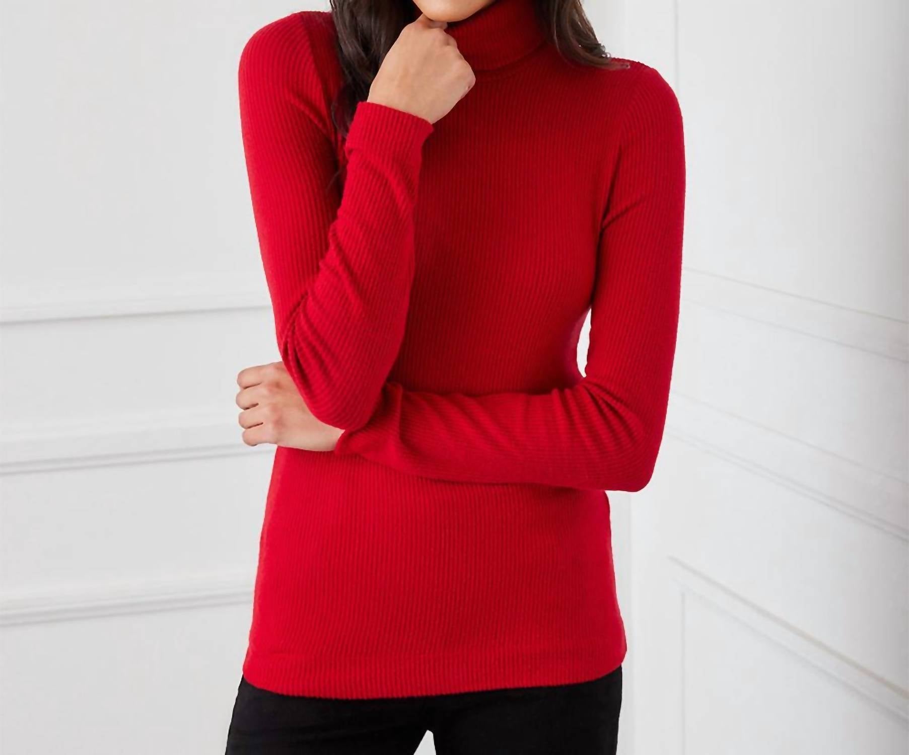 Karen Kane - Ribbed Turtleneck Top - clothing - cowl - directbrandpartner