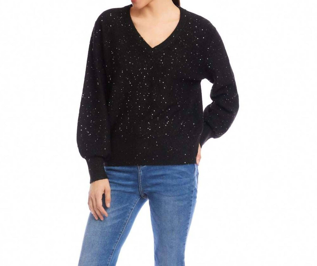 Karen Kane - Sequin V-Neck Sweater
