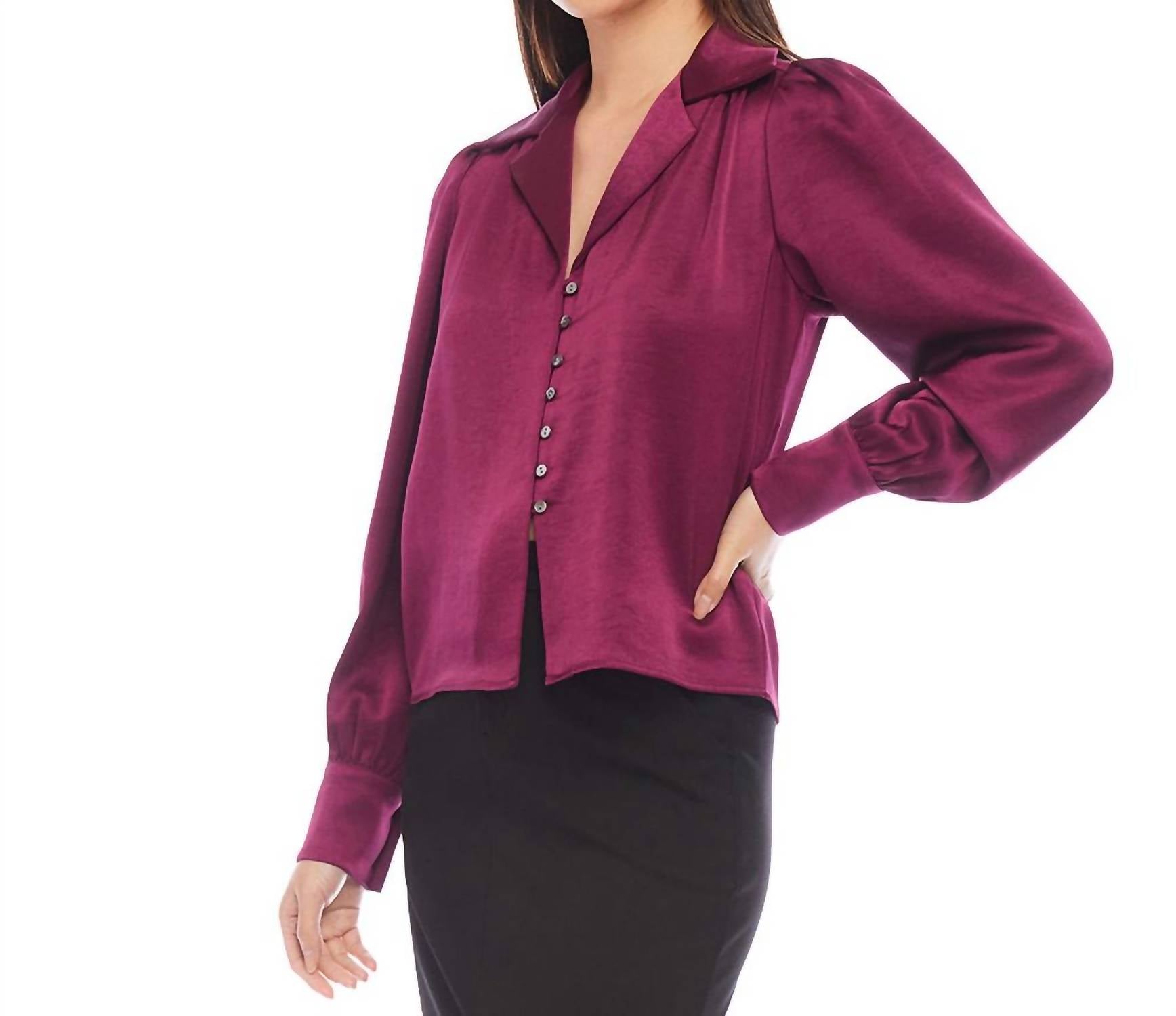 Karen Kane - Shirred Satin Blouse - blouses - clothing - directbrandpartner