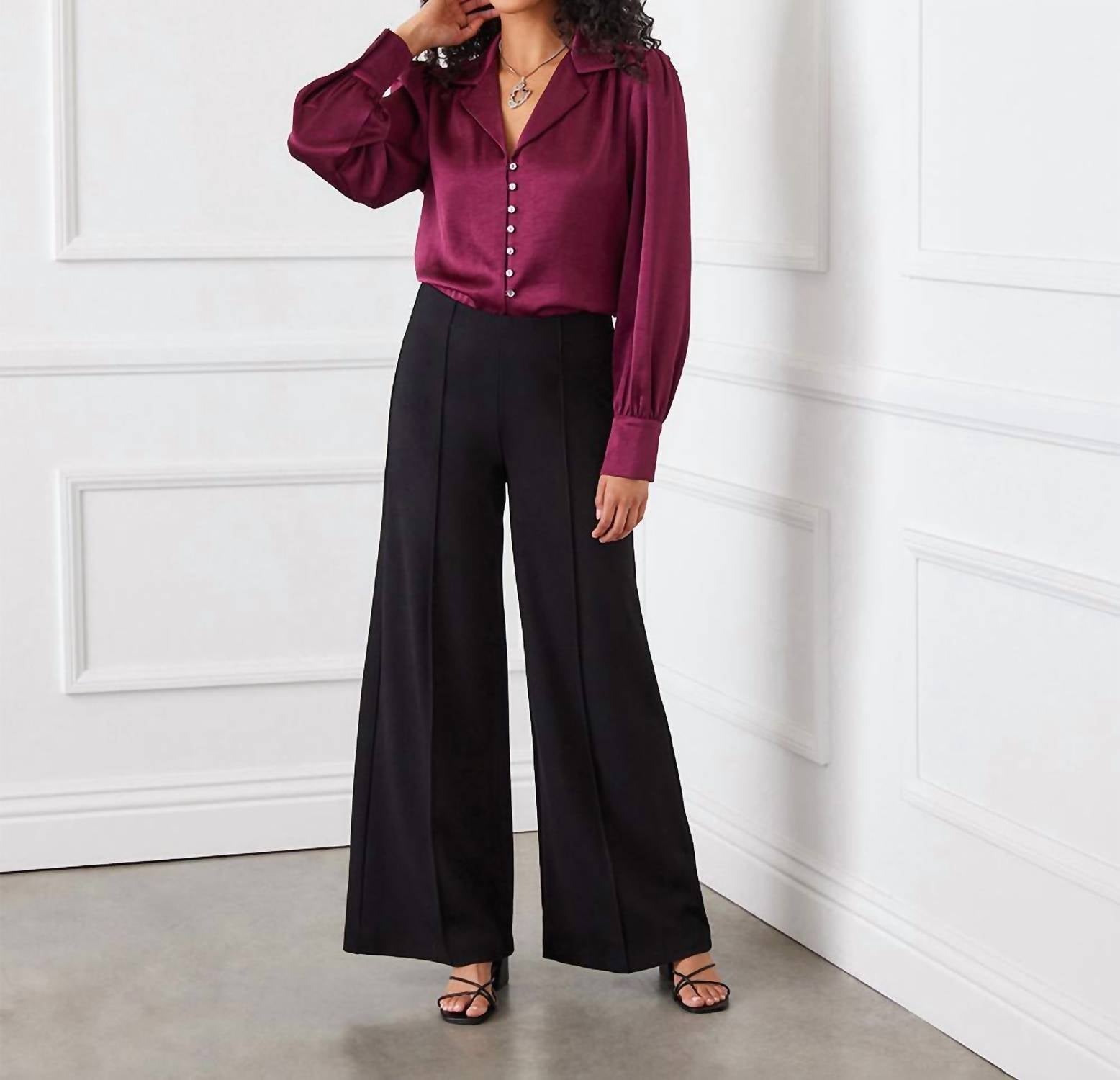 Karen Kane - Shirred Satin Blouse - blouses - clothing - directbrandpartner