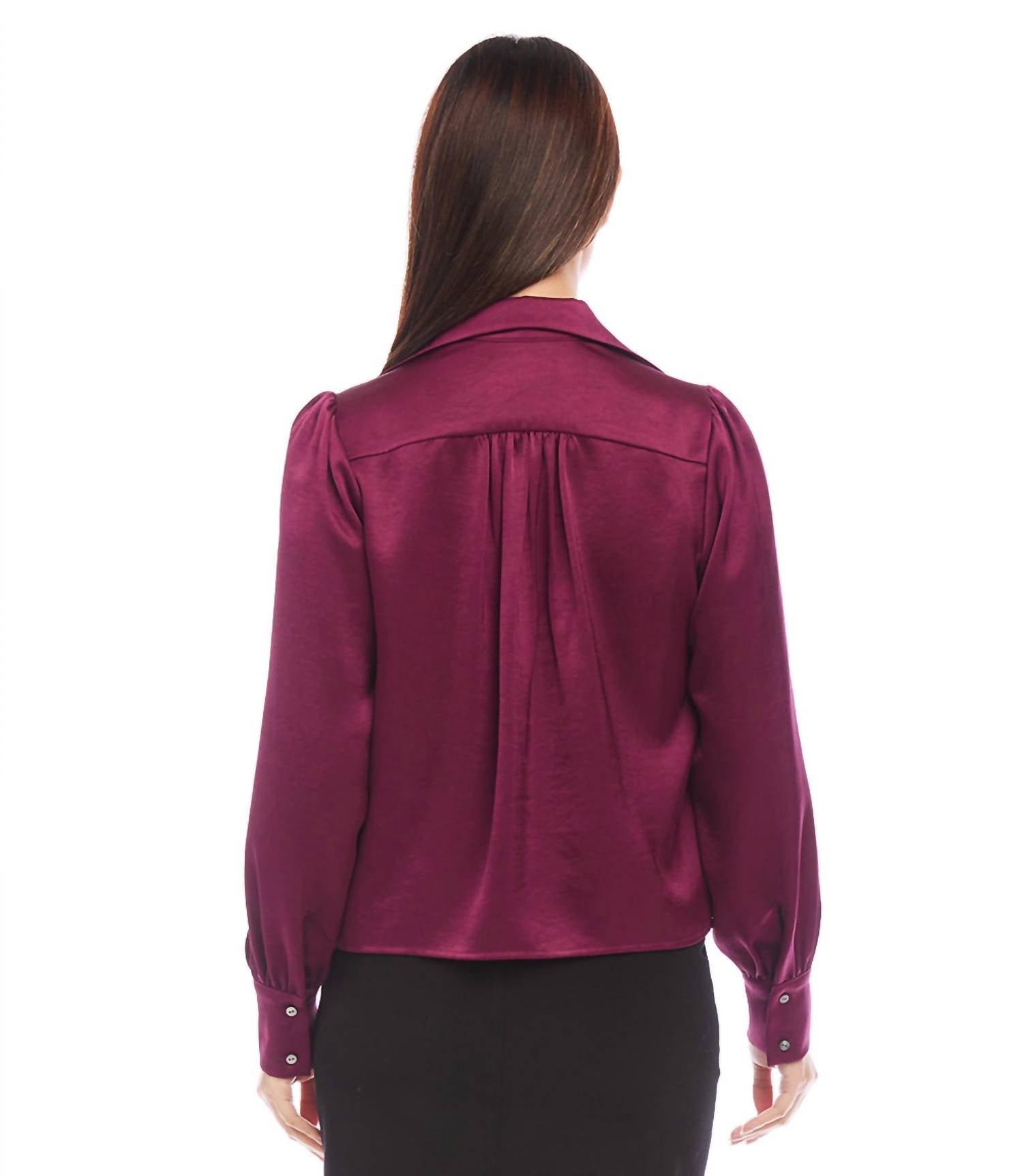 Karen Kane - Shirred Satin Blouse - blouses - clothing - directbrandpartner