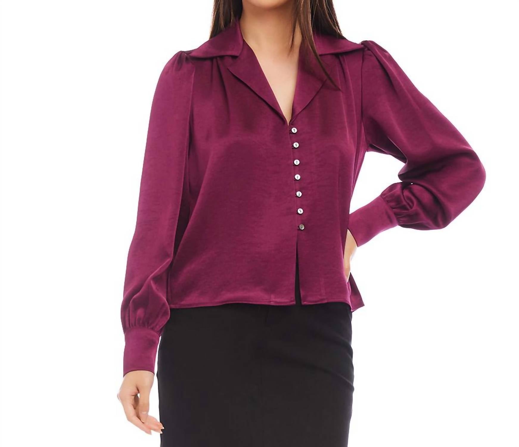 Karen Kane - Shirred Satin Blouse - blouses - clothing - directbrandpartner