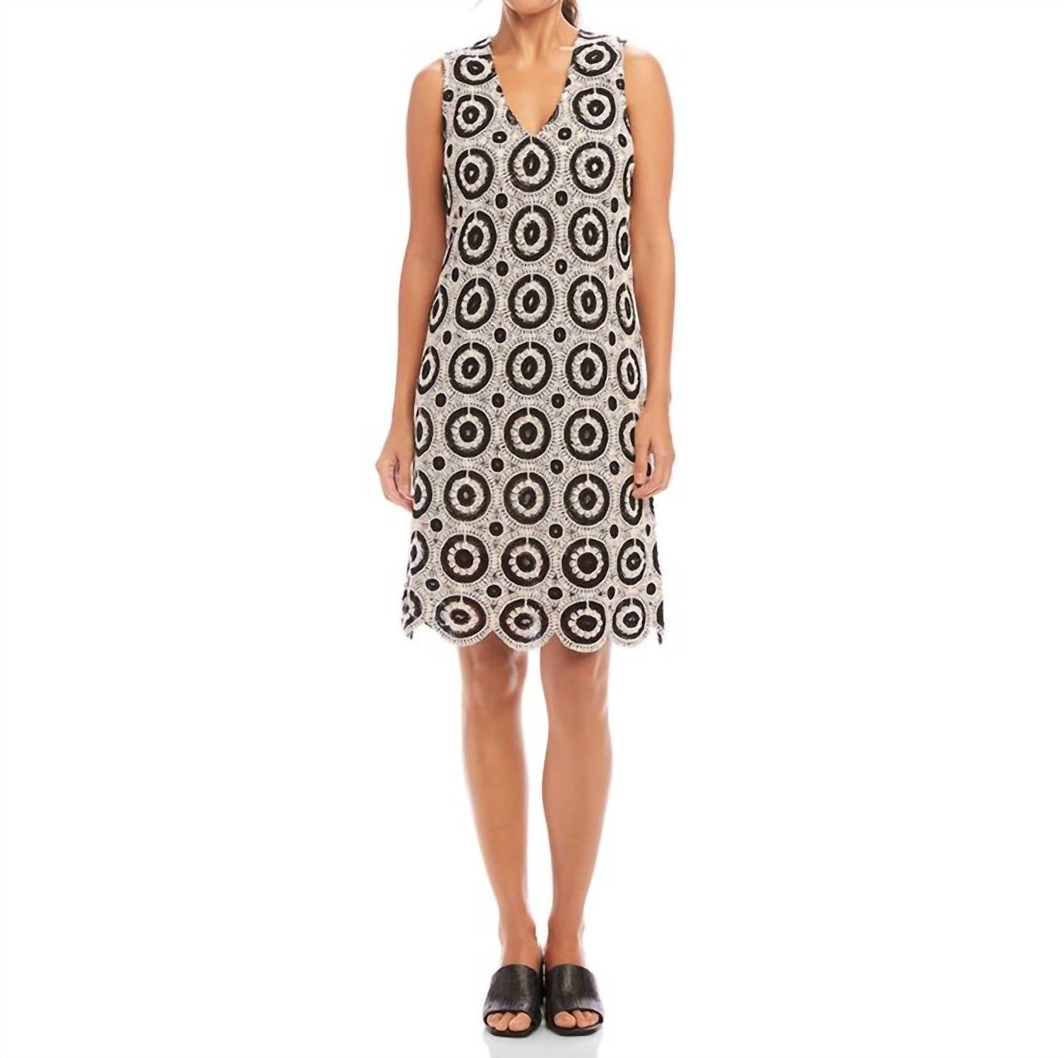 Karen Kane - Sleeveless Crochet Shift Dress - black - clothing - cotton - blend