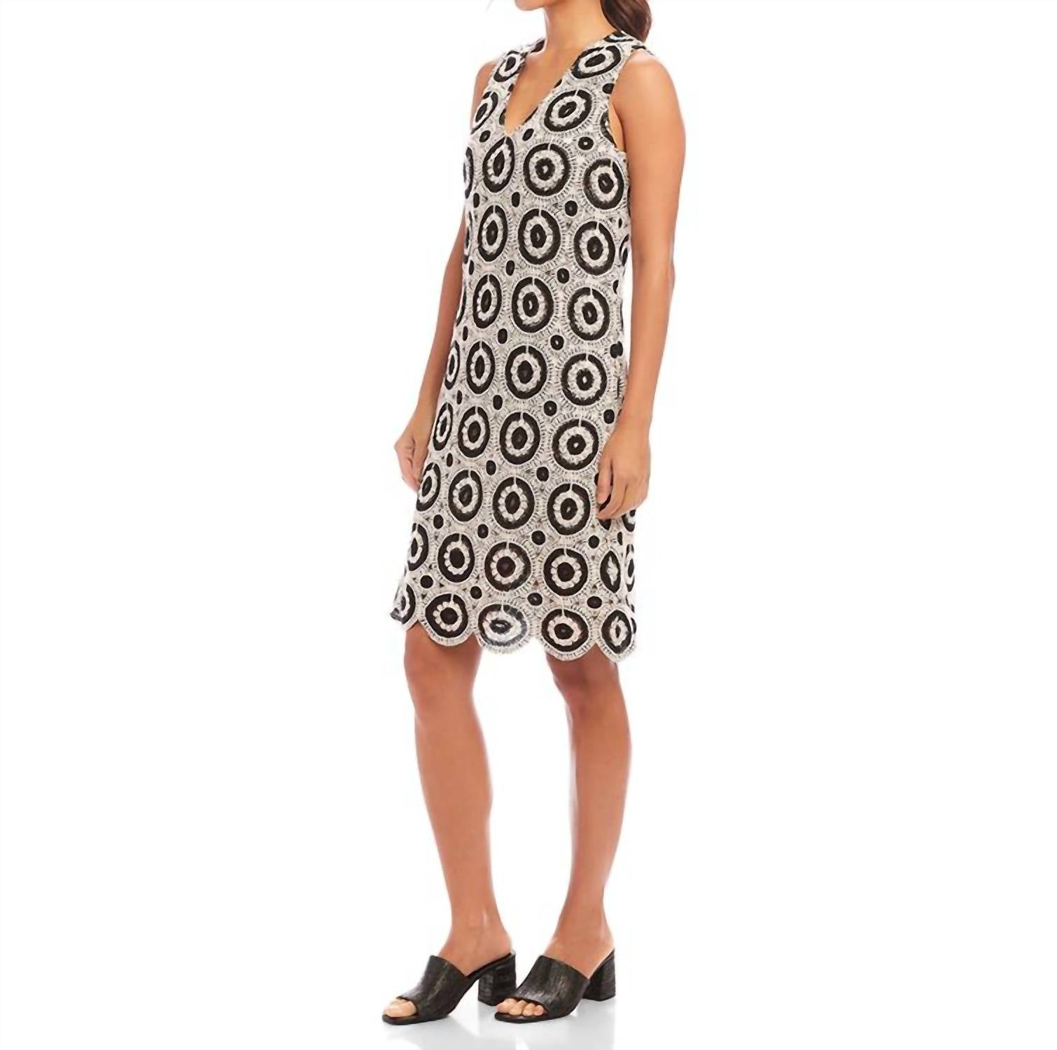 Karen Kane - Sleeveless Crochet Shift Dress - black - clothing - cotton - blend