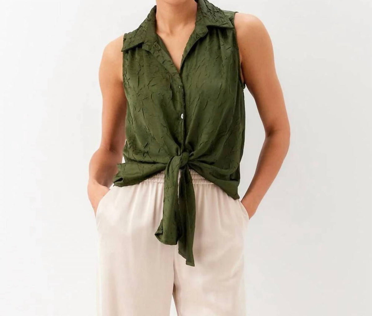 Karen Kane - Sleeveless Tie-Front Top