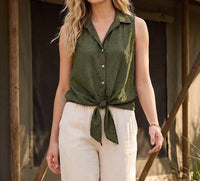 Karen Kane - Sleeveless Tie-Front Top