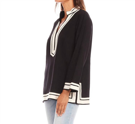 Karen Kane - St. Tropez Tunic Top - black - clothing - shirts