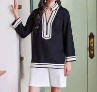Karen Kane - St. Tropez Tunic Top - black - clothing - shirts