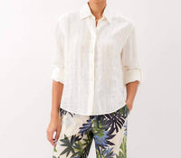 Karen Kane - Stripe Linen Roll-Tab Shirt