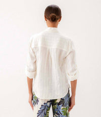 Karen Kane - Stripe Linen Roll-Tab Shirt