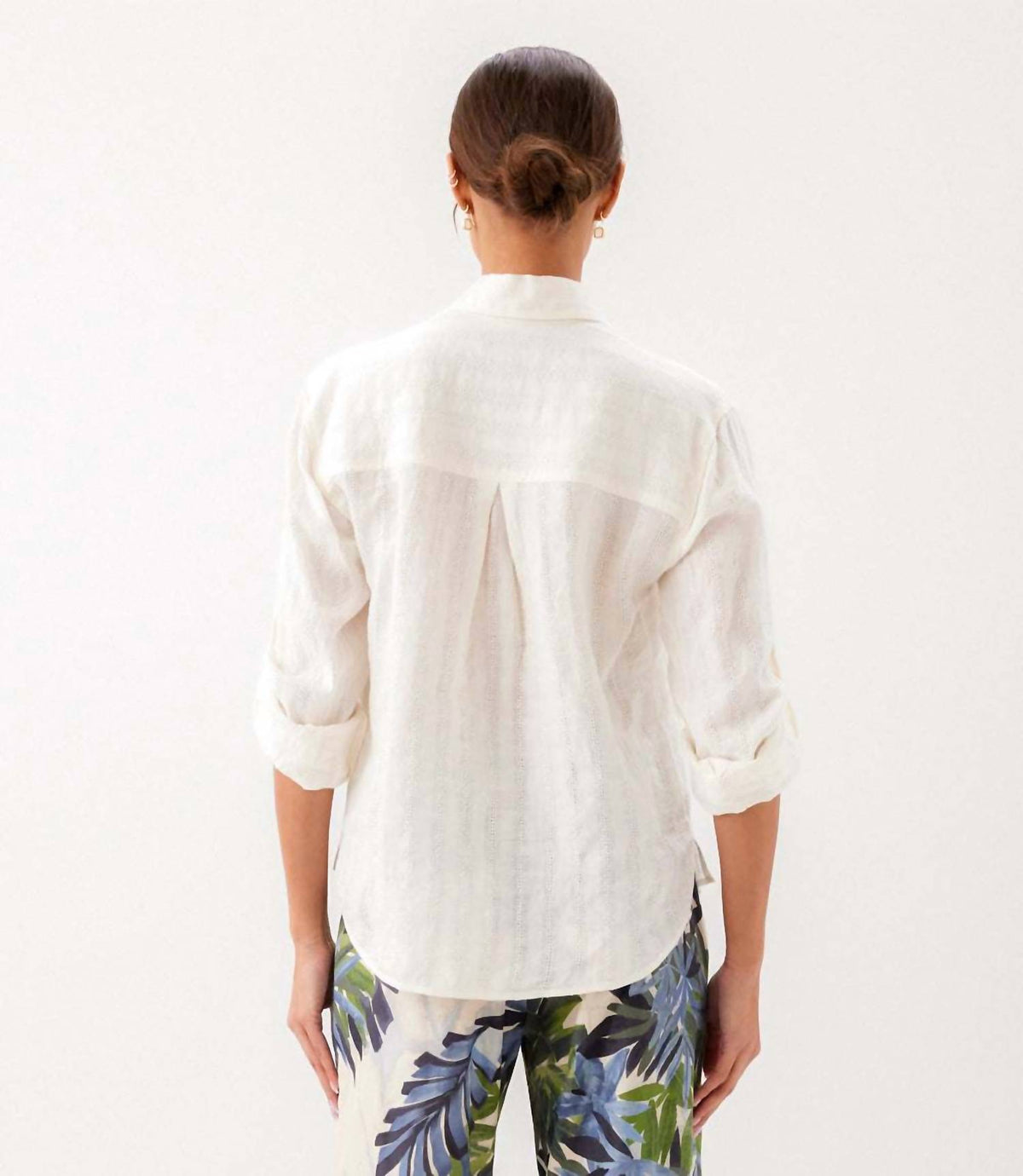 Karen Kane - Stripe Linen Roll-Tab Shirt
