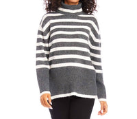 Karen Kane - Stripe Turtleneck Sweater - clothing - cowl - directbrandpartner