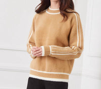 Karen Kane - Textured Sweater - brown - clothing - crew