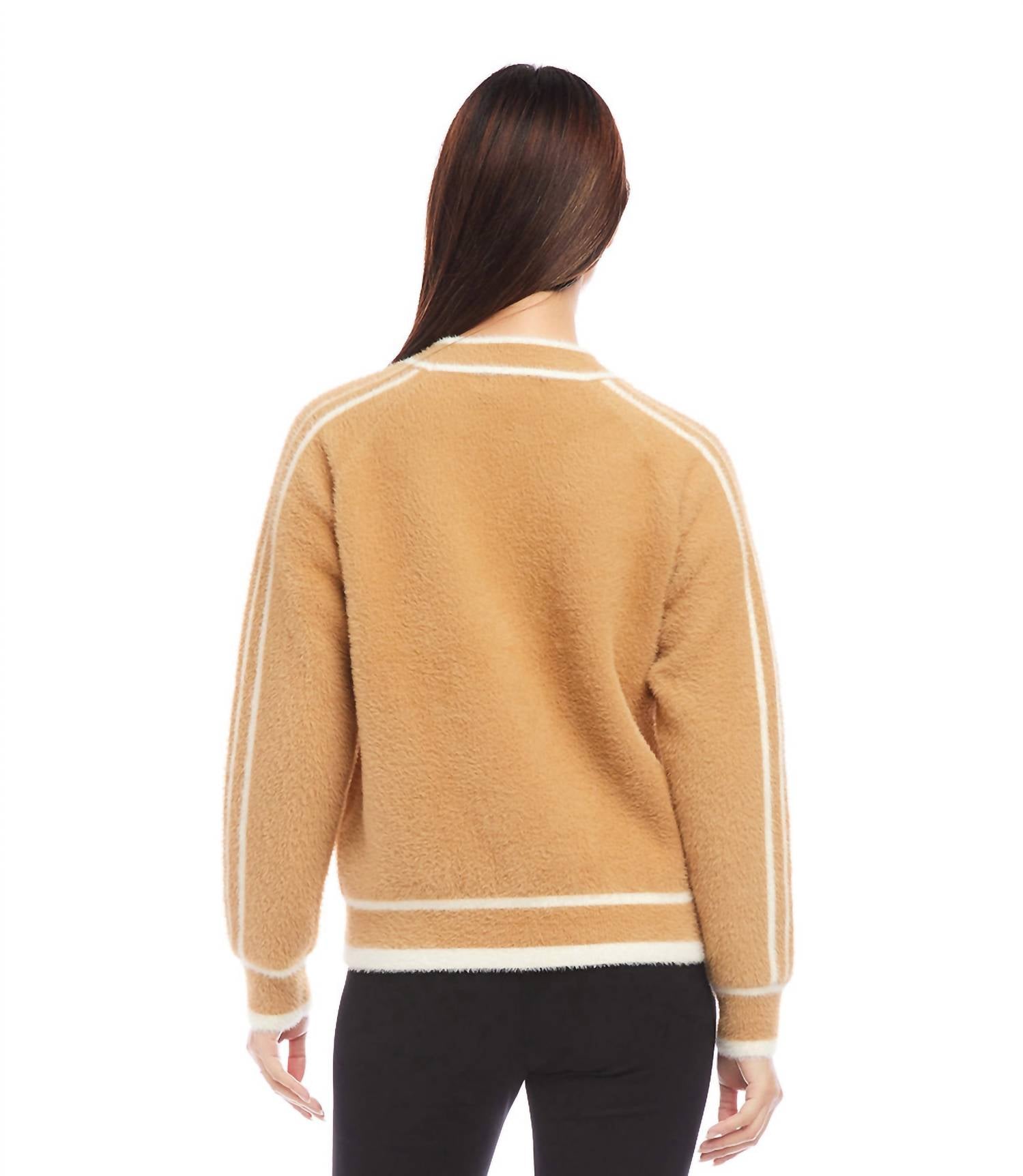 Karen Kane - Textured Sweater - brown - clothing - crew