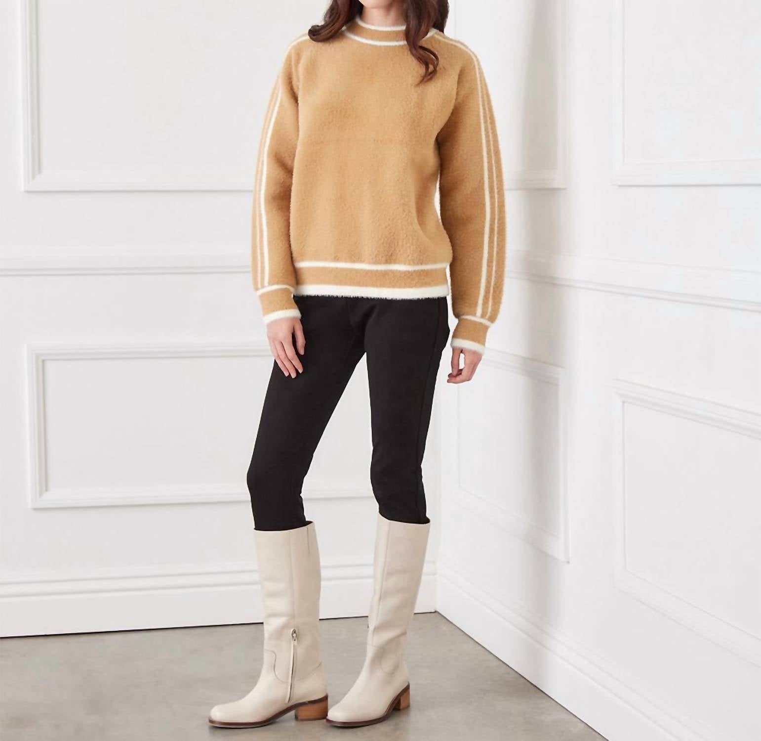 Karen Kane - Textured Sweater - brown - clothing - crew