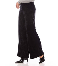 Karen Kane - Women's Petite Size Crushed Velvet Pants - black - clothing - directbrandpartner