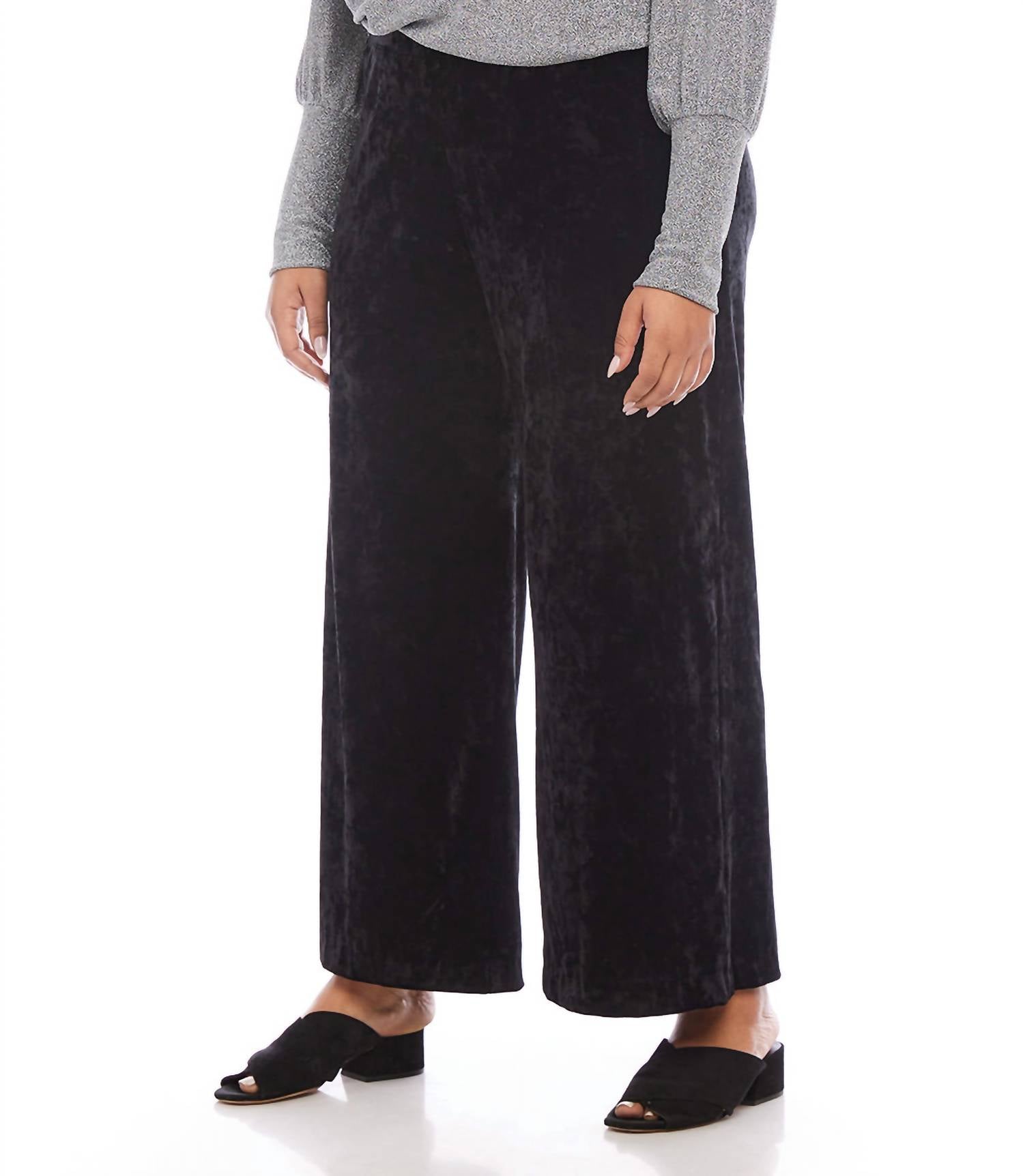 Karen Kane - Women's Plus Size Crushed Velvet Pants - black - clothing - directbrandpartner
