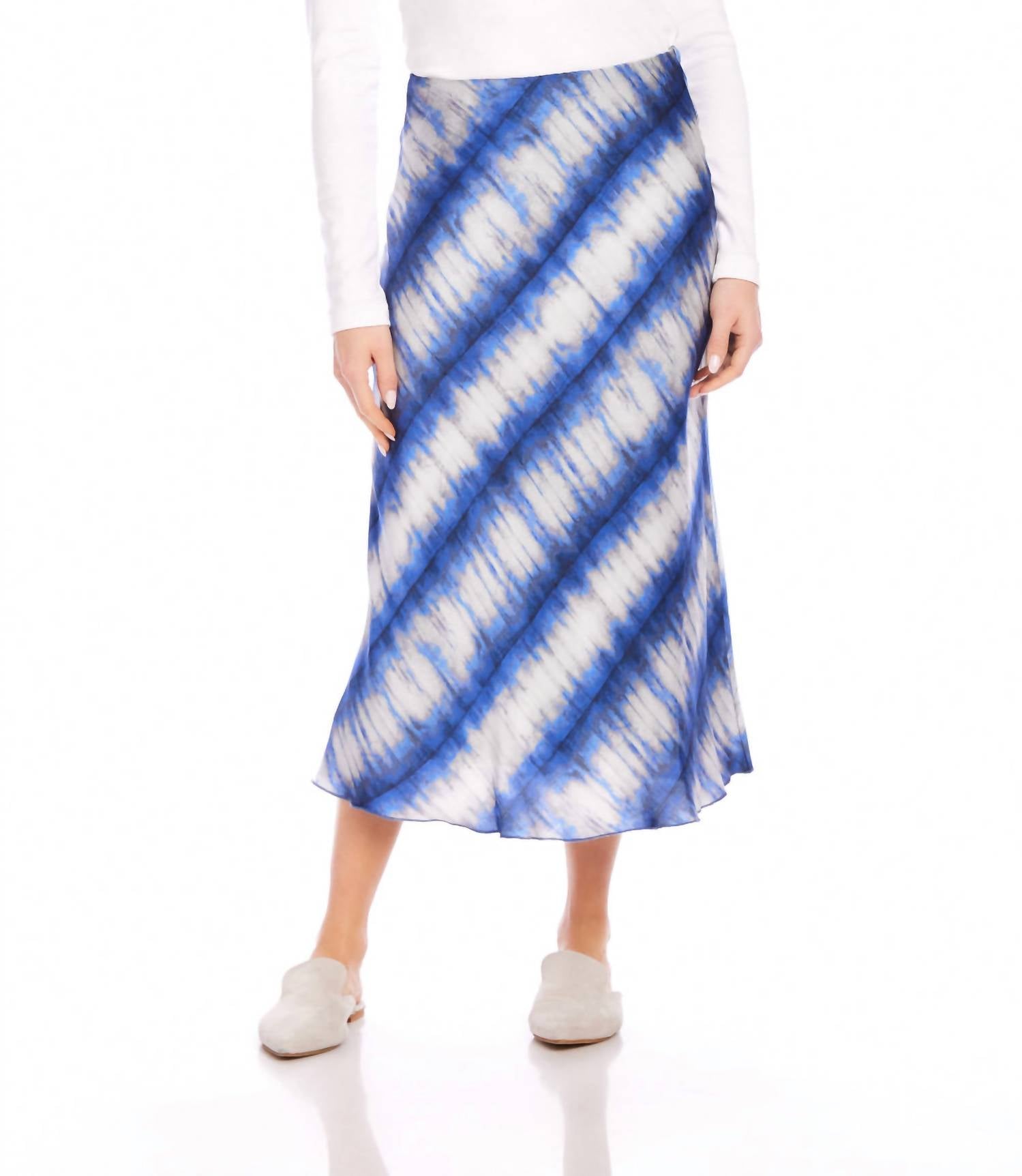 Karen Kane - Women's Satin Bias Cut Midi Skirt - blue - clothing - directbrandpartner