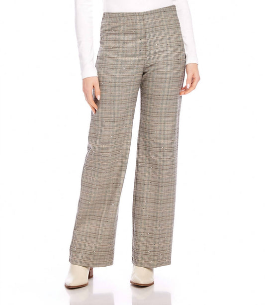 Karen Kane - Women's Sequin Plaid Pants - brown - clothing - directbrandpartner