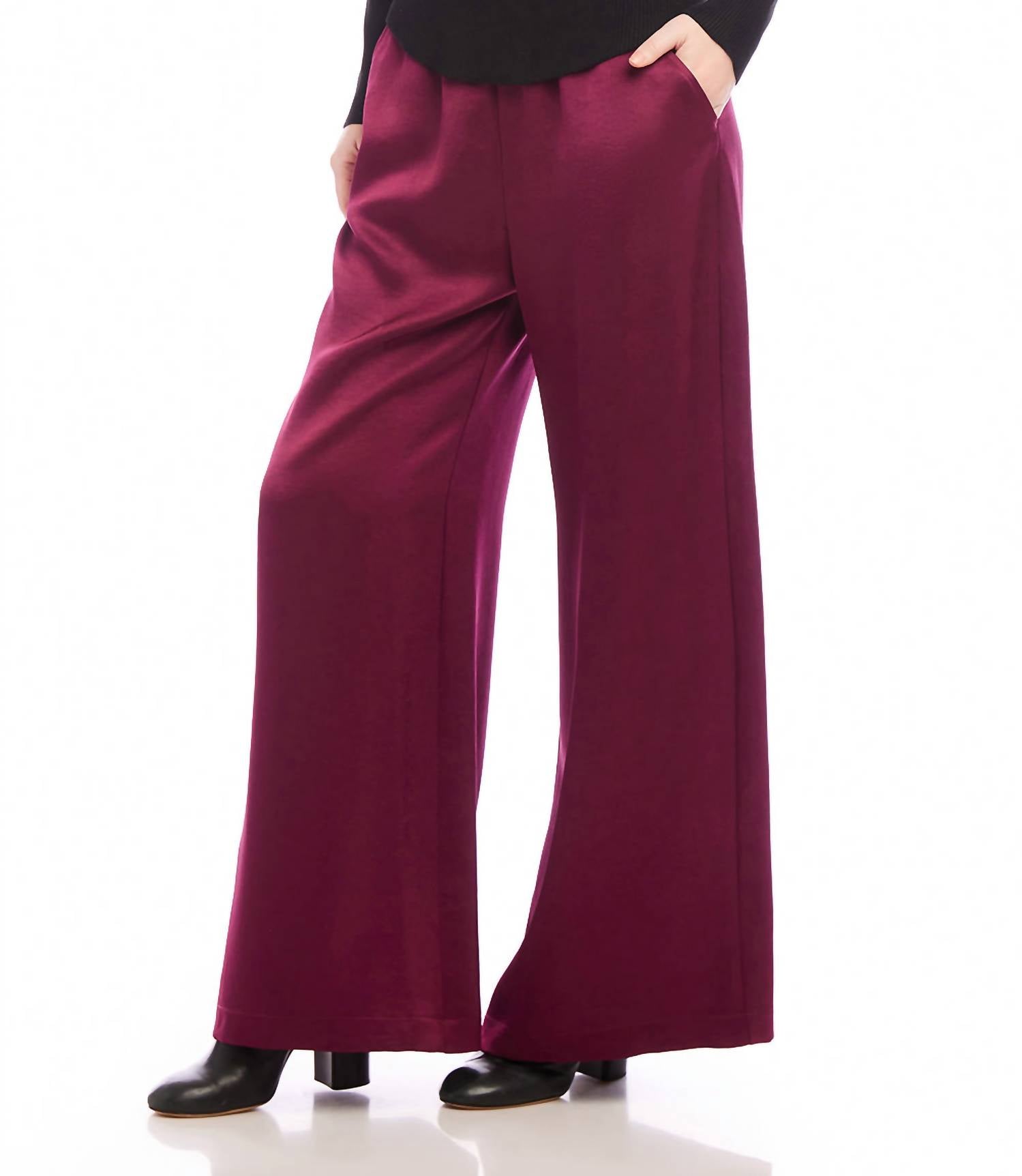 Karen Kane - Women's Wide Leg Satin Pants - clothing - directbrandpartner - pants