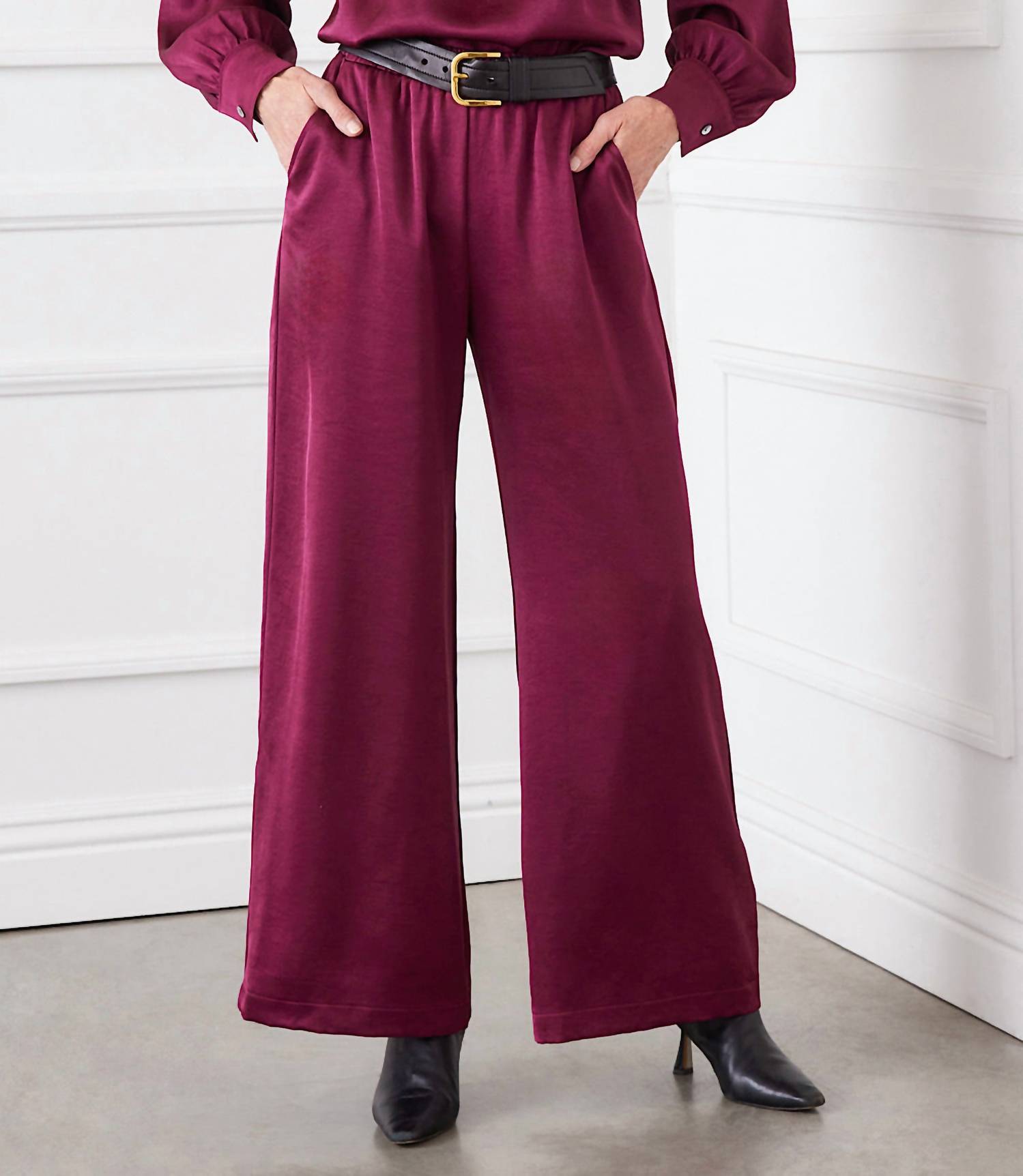 Karen Kane - Women's Wide Leg Satin Pants - clothing - directbrandpartner - pants