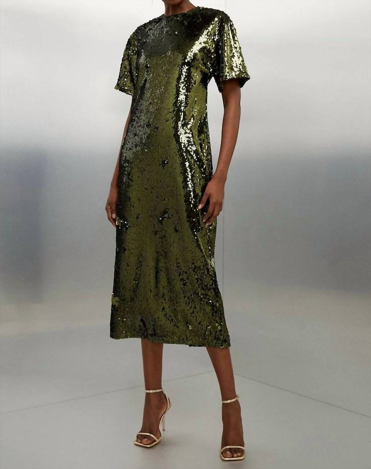 Karen Millen - Sequin Maxi Shift Dress - clothing - dresses - green