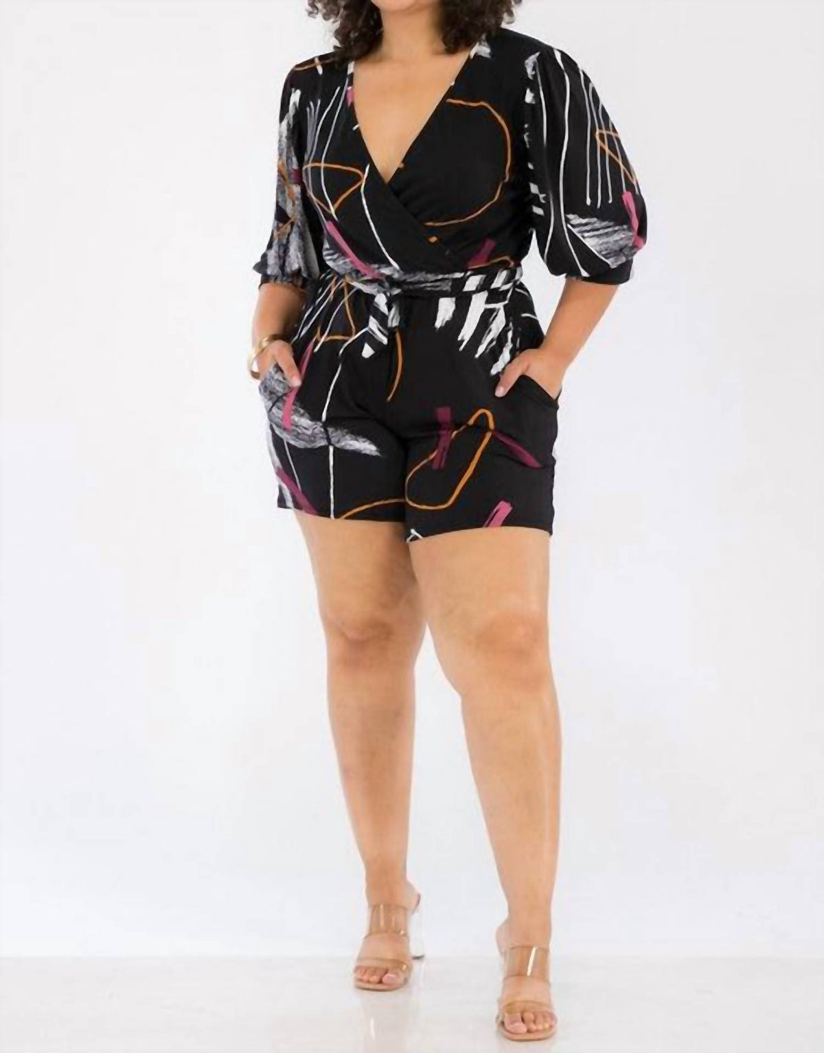 Karen T Design - Printed V-neck Romper