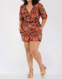 Karen T Design - Three Quarter Sleeve Patterned Romper