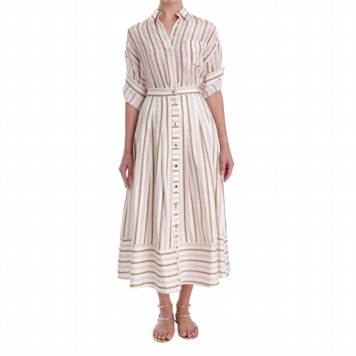 Karina Grimaldi - Spencer Striped Midi Skirt