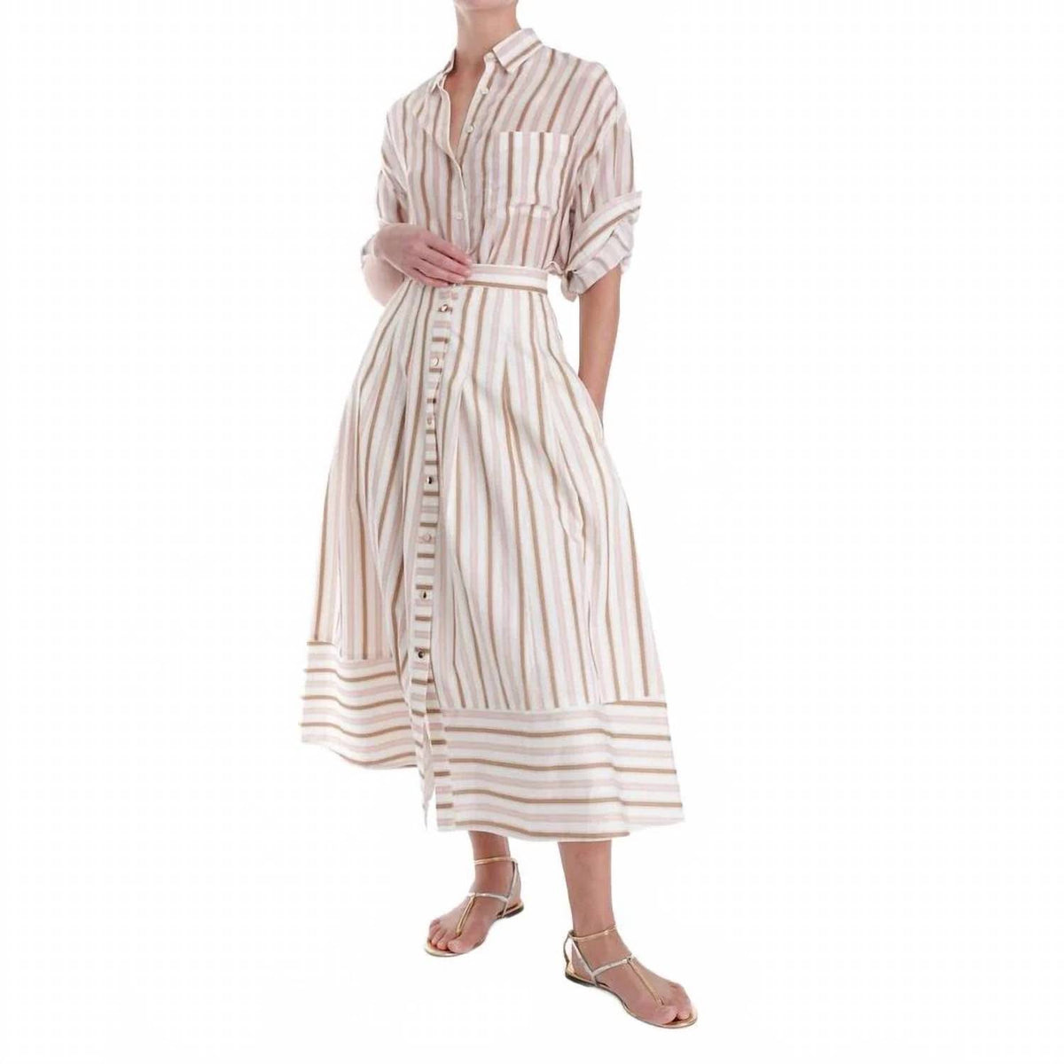 Karina Grimaldi - Spencer Striped Midi Skirt