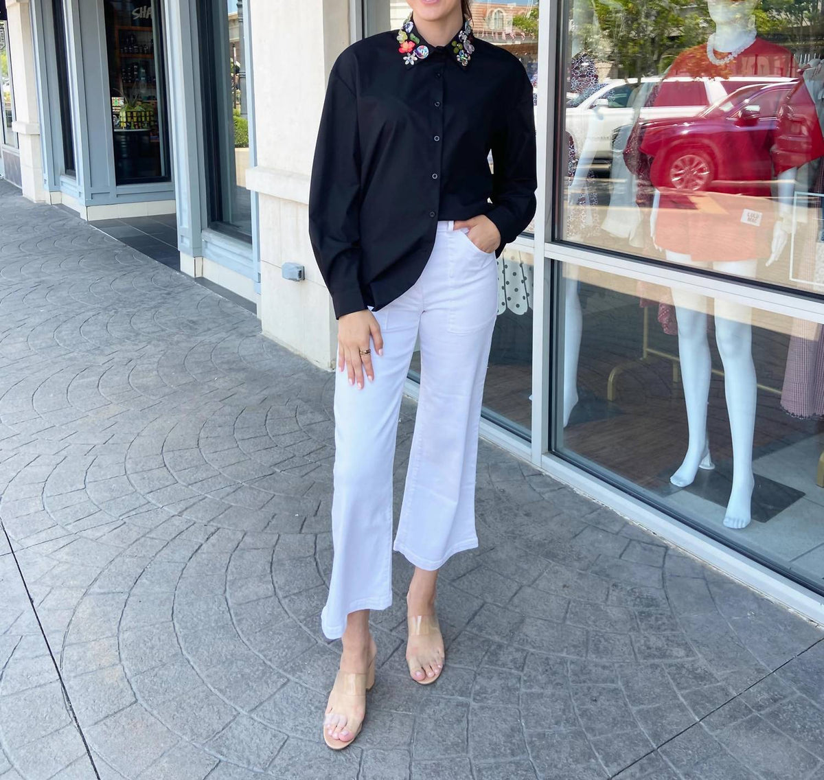 Karlie - Button Collar Long Sleeve Top