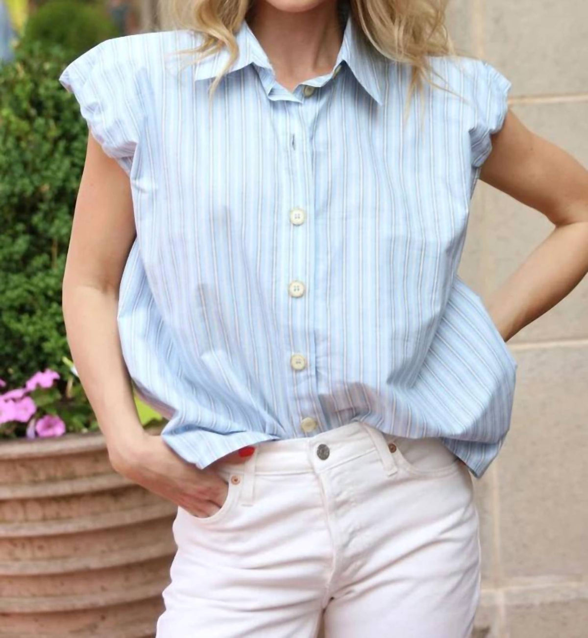 Karlie - Button Down Stripe Top