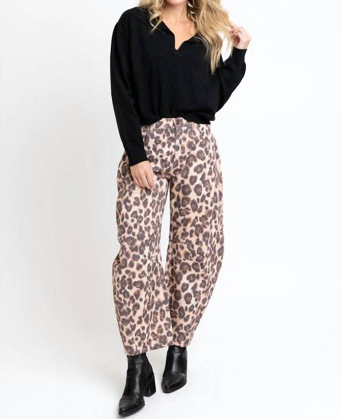 Karlie - Dani Leopard Denim Barrel Jean