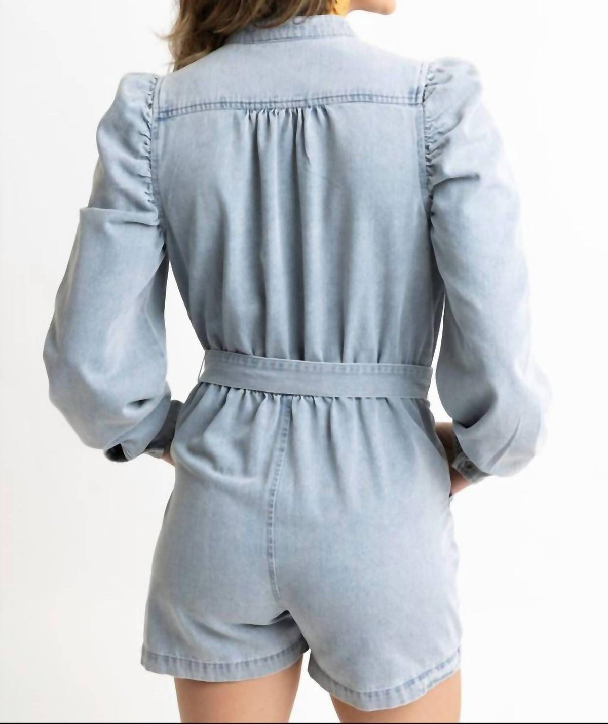 Karlie - Denim Belt Long Sleeve Romper