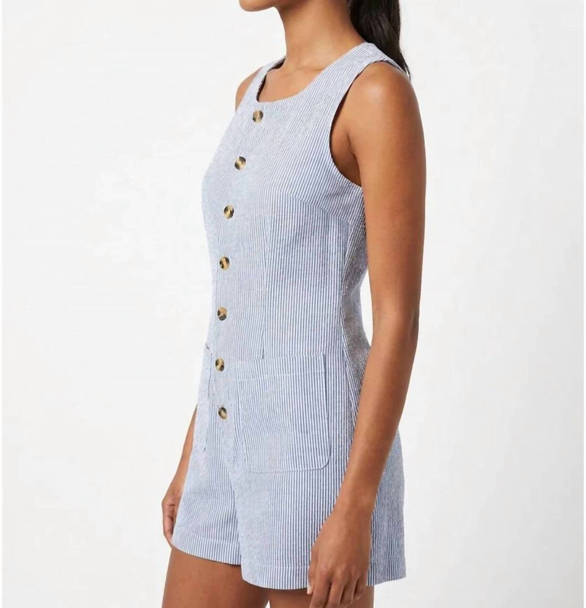 Karlie - Denim Stripe Sleeveless Romper