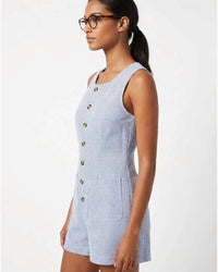 Karlie - Denim Stripe Sleeveless Romper