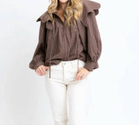 Karlie - Stripe Peterpan Collar Top