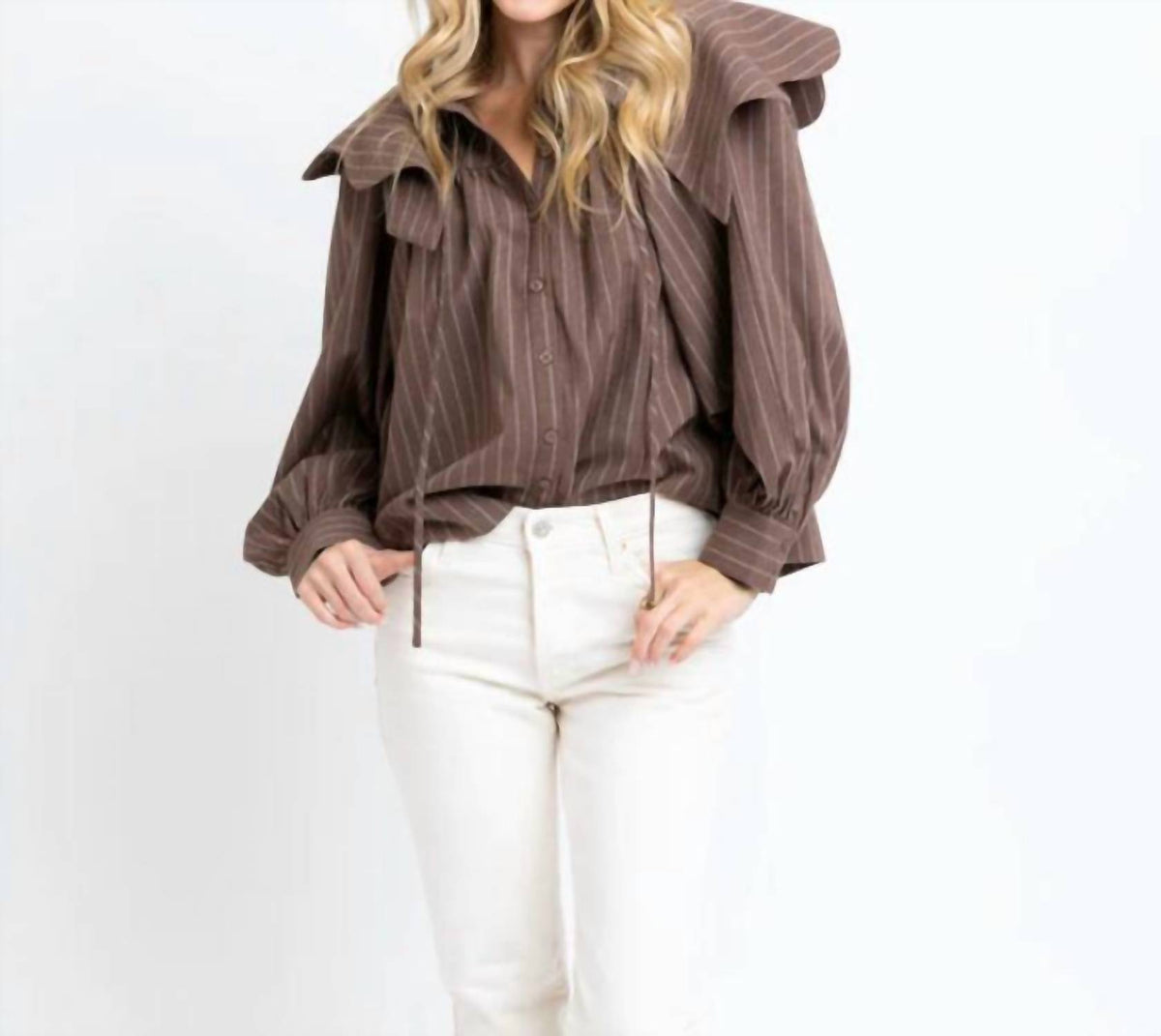 Karlie - Stripe Peterpan Collar Top