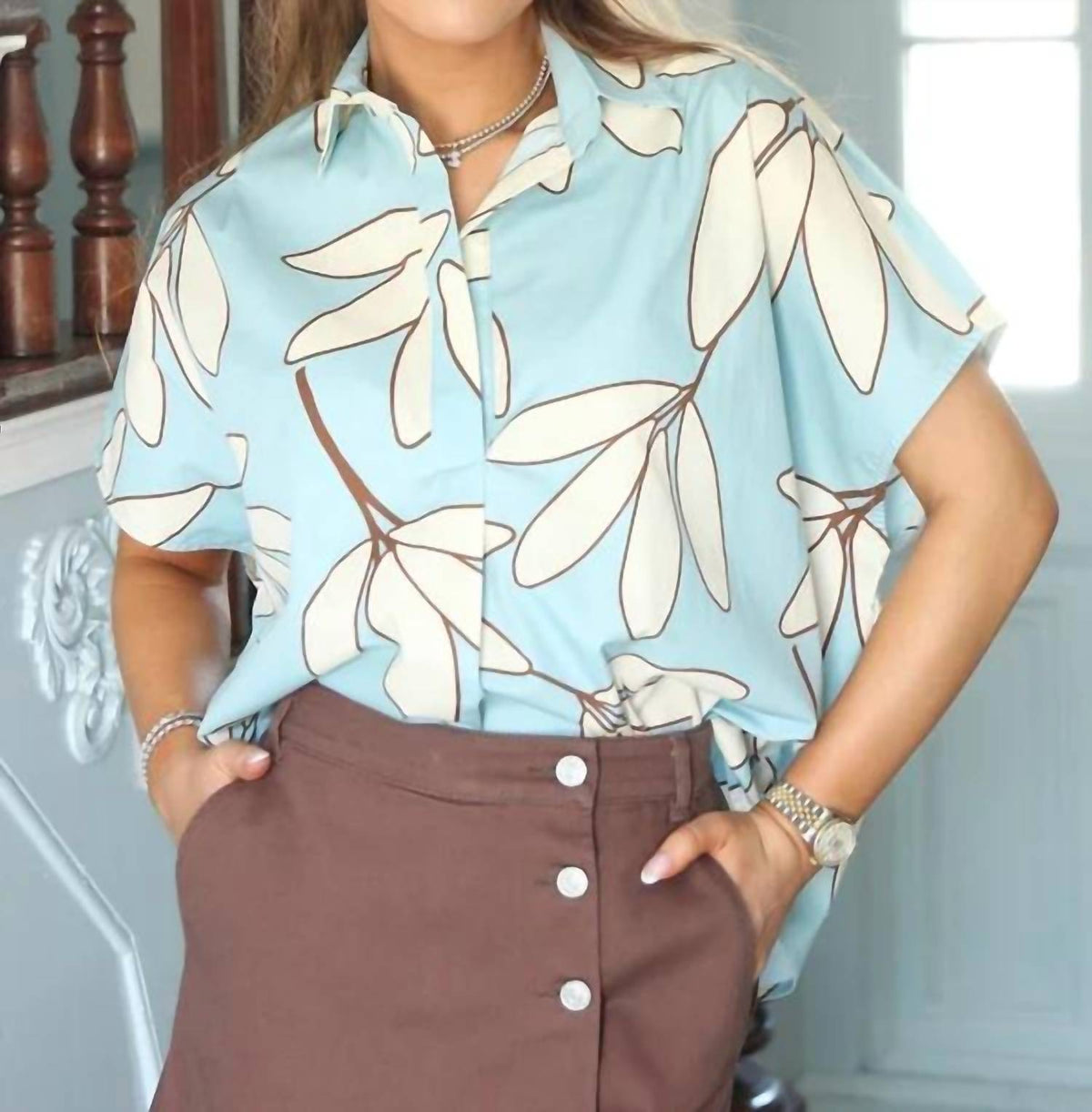 Karlie - Palm Leaf Blouse