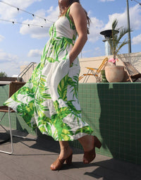 Karlie - Palm Linen Midi Dress - clothing - dresses - midi
