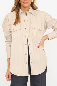 Karlie - Pleather Pocket Shacket