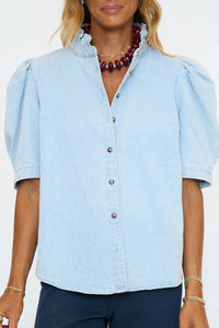 Karlie - Ruffle Neck Button Up Top
