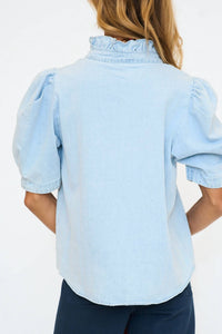 Karlie - Ruffle Neck Button Up Top