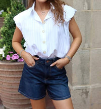 Karlie - Simple In Stripes Button Down Blouse