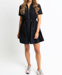 Karlie - Solid Pocket Cinch Waist Dress