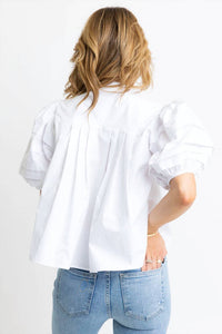 Karlie - Solid Poplin Pleat Sleeve Top